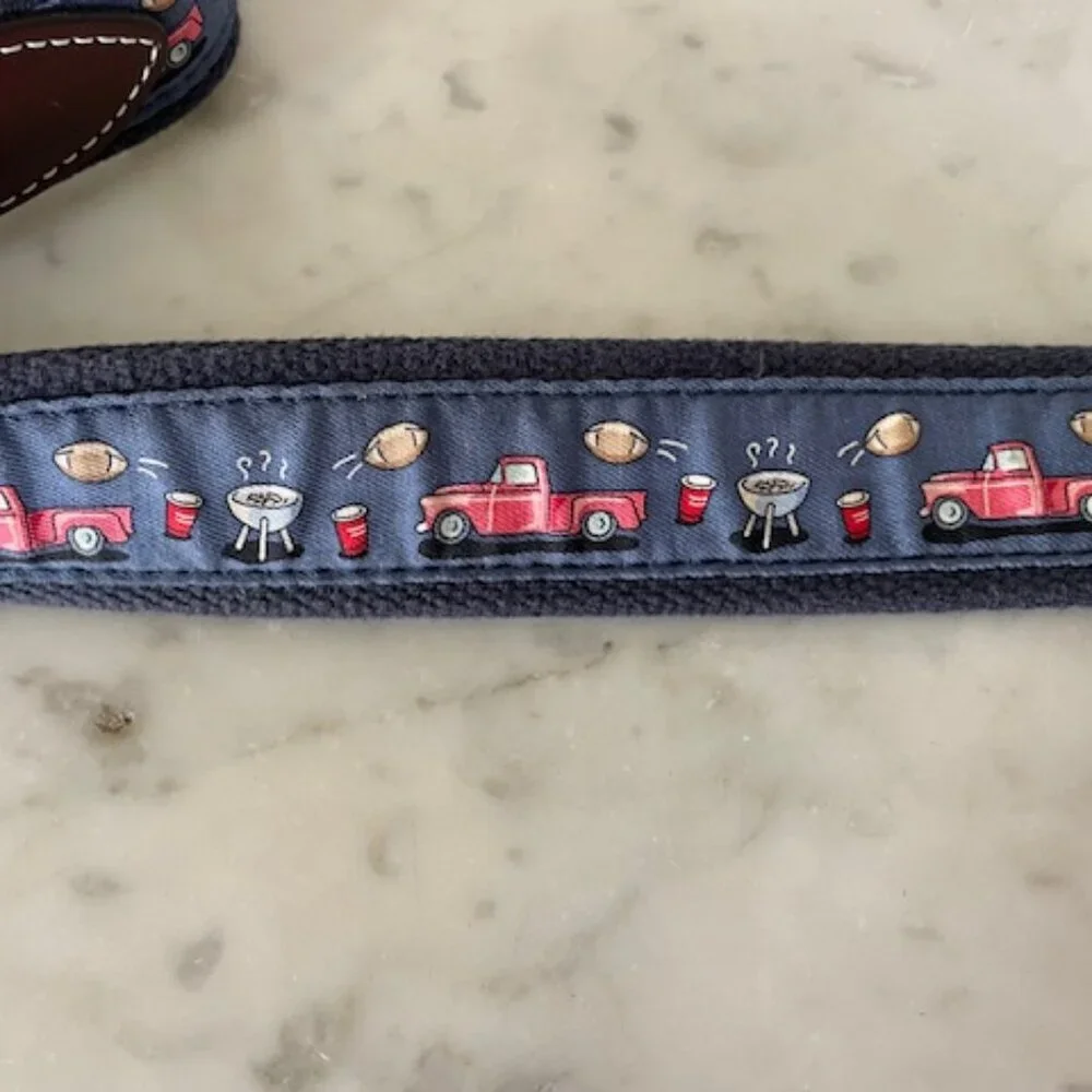 VINEYARD VINES Game Day Blue Ribbon D-Ring Belt Vintage 30